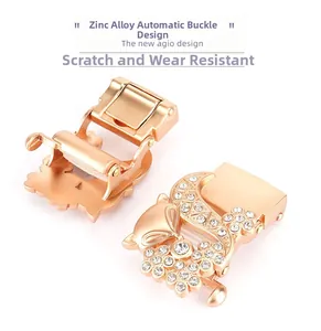 Zinc alloy fox buckle with sparkling rhinestones and a polished rose gold finish