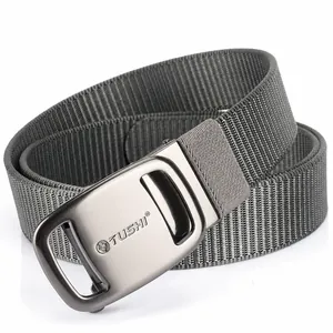 Men's Outdoor Casual Thickened Nylon Belt With Zinc Alloy Automatic Buckle Tactical Adjustable Woven Waistband For Daily Sports