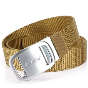 Men's Outdoor Casual Thickened Nylon Belt With Zinc Alloy Automatic Buckle Tactical Adjustable Woven Waistband For Daily Sports