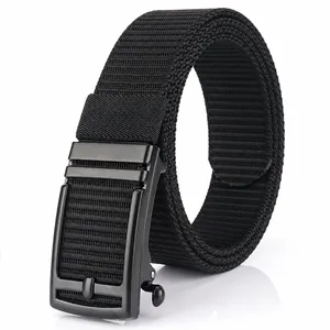 Men Women Casual Outdoor Tactical Nylon Belt With Automatic Zinc Alloy Buckle Durable Braided Webbing Adjustable Waistband