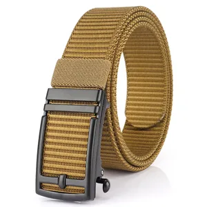 Men Women Casual Outdoor Tactical Nylon Belt With Automatic Zinc Alloy Buckle Durable Braided Webbing Adjustable Waistband