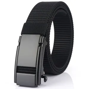 Schwarzer Herren-Nylon-Taktikgürtel mit matter Automatikschließe und hoher Webdichte