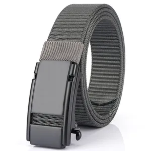 Outdoor Herrengürtel aus dunkelgrauem Nylon mit automatischer Gürtelschnalle aus schwarzem Metall