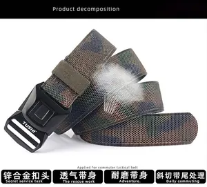 Detailansicht eines Camouflage-Nylon-Taktikgürtels mit Zinklegierungsschnalle
