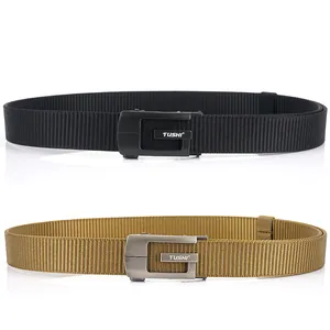 Durable nylon tactical belts in black and khaki with metal automatic buckles