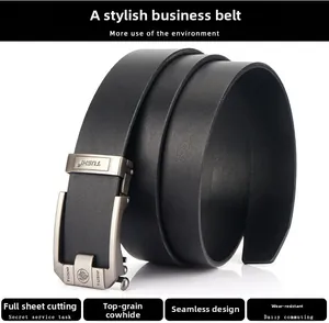 Detail of high-quality genuine leather belt featuring durable seamless cowhide texture