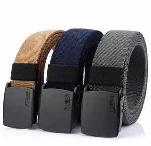Lot de 3 ceintures tressées élastiques en nylon avec boucle automatique noire mate, multicolore
