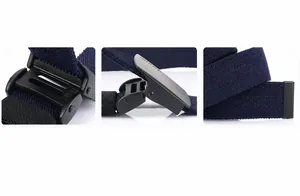 Détails de la ceinture en toile élastique avec boucle automatique et embout en métal