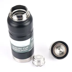 Black matte SUS304 stainless steel tactical vacuum flask with tea filter and lid