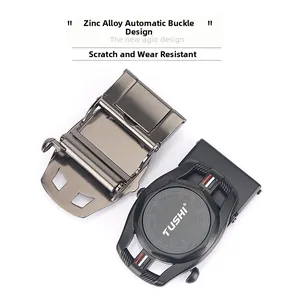 Detail of zinc alloy automatic belt buckles with scratch-resistant gunmetal and black finish