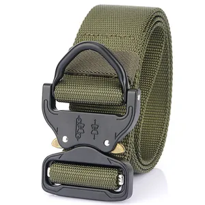 Army green 4.3cm tactical nylon belt with heavy duty quick release metal buckle
