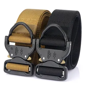 4.3cm heavy duty tactical nylon belt with metal quick-release cobra buckle and D-ring