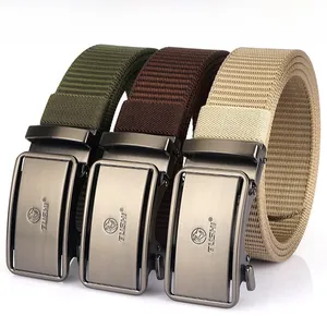 Détails de ceintures en nylon vert armée, café et kaki avec boucles automatiques en alliage