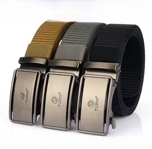 Trois ceintures en nylon avec boucles automatiques en alliage de zinc, kaki, vert et noir