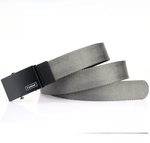 Detailed view of the thick nylon woven strap and metal automatic buckle with TUSHI logo
