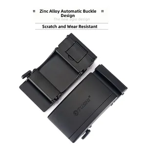 Detail view of scratch-resistant matte black zinc alloy automatic buckles for nylon belts