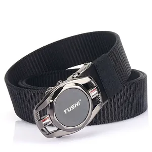 Men's Nylon Braided Belt With Zinc Alloy Automatic Buckle Casual Tactical Outdoor Woven Waistband For Men