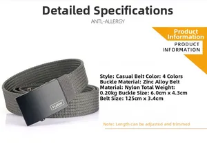 Detail view of the zinc alloy buckle and durable nylon fabric texture on a casual belt