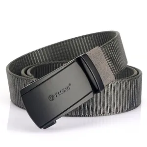 Men Casual Tactical Nylon Belt With Zinc Alloy Automatic Buckle Woven Breathable Outdoor Adjustable Waistband For Men