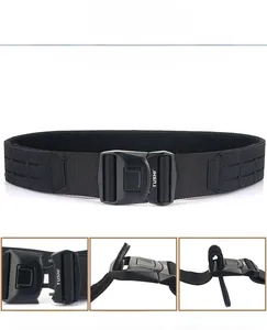 Detail of 2-inch tactical belt featuring heavy-duty quick release metal buckle