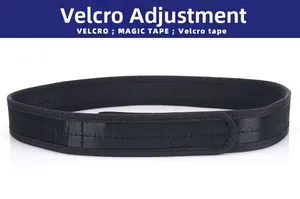 Detail of tactical nylon inner belt featuring adjustable velcro closure for secure fit