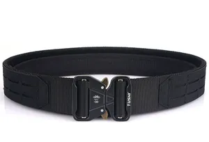 Detail of 2-inch tactical belt featuring heavy-duty 5KN quick-release metal buckle