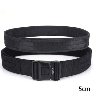Heavy Duty Tactical Molle Belt With Quick Release Zinc Alloy Buckle Nylon Double Layer Inner Outer Belt For Outdoor Duty Men