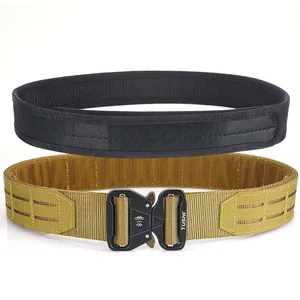 Tactical 2 inch quick release belt set in black and khaki with zinc alloy 5KN buckle