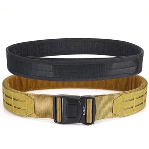 Tactical 2-inch quick-release nylon belt in black and khaki colors for outdoor gear