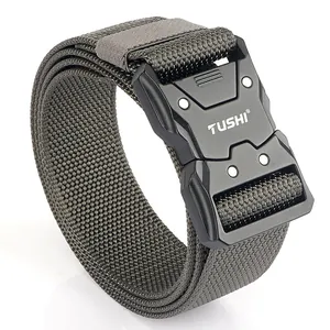 Army green tactical nylon belt with quick-release buckle for men's outdoor training