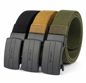 Nylon tactical belts with zinc alloy automatic buckles in black, khaki, and army green colors