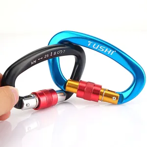 Professioneller 7075 Luftfahrt-Aluminium D-Ring Karabiner 25kN Schwerlast-Sicherheits-Schraubverschluss Für Klettern Abseilen Outdoor-Ausrüstung