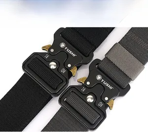 Macro view of aluminum alloy tactical buckle and durable nylon strap with 24kN tensile strength