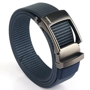 Cintura tattica uomo in nylon intrecciato blu navy con fibbia automatica in metallo