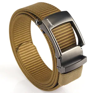 Cintura tattica da uomo in nylon kaki con fibbia automatica grigio scuro per outdoor casual