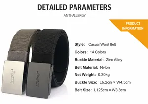 Dettagli della cintura da uomo in nylon con fibbia in zinco e cinturino da 125 cm