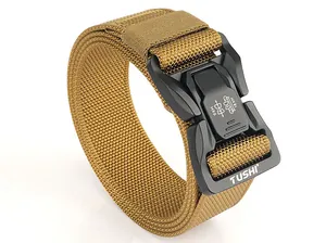 Detail of tactical nylon belt with alloy quick release buckle and 18KN tensile strength