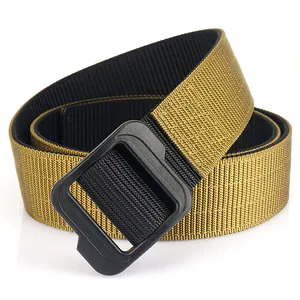 Tactical dual-layer nylon belt with matte buckle for hiking and outdoor training
