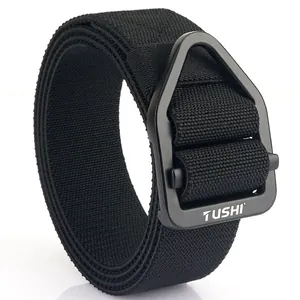 Tactical Nylon Elastic Woven Belt For Men Women Zinc Alloy Triangle Buckle Outdoor Military Style Adjustable Webbing Waist Strap