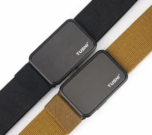 Detail of 3.5cm tactical stretch nylon belts with quick-release metal buckles