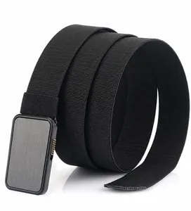 Detail view of 3.8cm tactical belt with high-density nylon strap and matte metal buckle