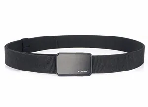 Close-up of black tactical nylon belt featuring a quick release metal buckle by TUSHI