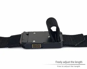 Detail of 3.5cm tactical nylon belt showing the black metal buckle and adjustment gear