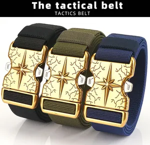 Three heavy-duty nylon tactical belts with antique bronze quick-release buckles