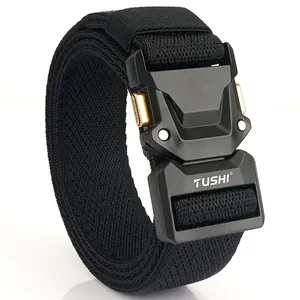 Ceinture Tactique pour Homme à Libération Rapide en Sangle Nylon Élastique Boucle Alliage de Zinc pour Entraînement Extérieur