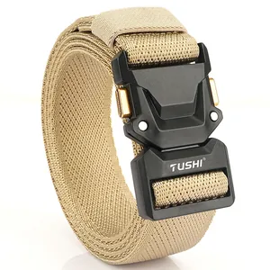 Ceinture tactique extensible kaki pour hommes avec boucle rapide et sangle en nylon
