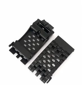 Macro detail of scratch-resistant black zinc alloy automatic buckle for nylon belts