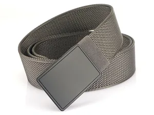 Close-up of durable cross-weave nylon tactical belt with matte black quick-release buckle
