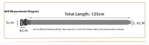Detailed measurement guide for 125cm nylon belt with 3.4cm width and metal buckle
