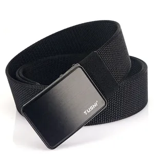 TUSHI Men Nylon Woven Belt With Zinc Alloy Press Buckle Casual Outdoor Tactical Adjustable Elastic Waistband Jeans Belt